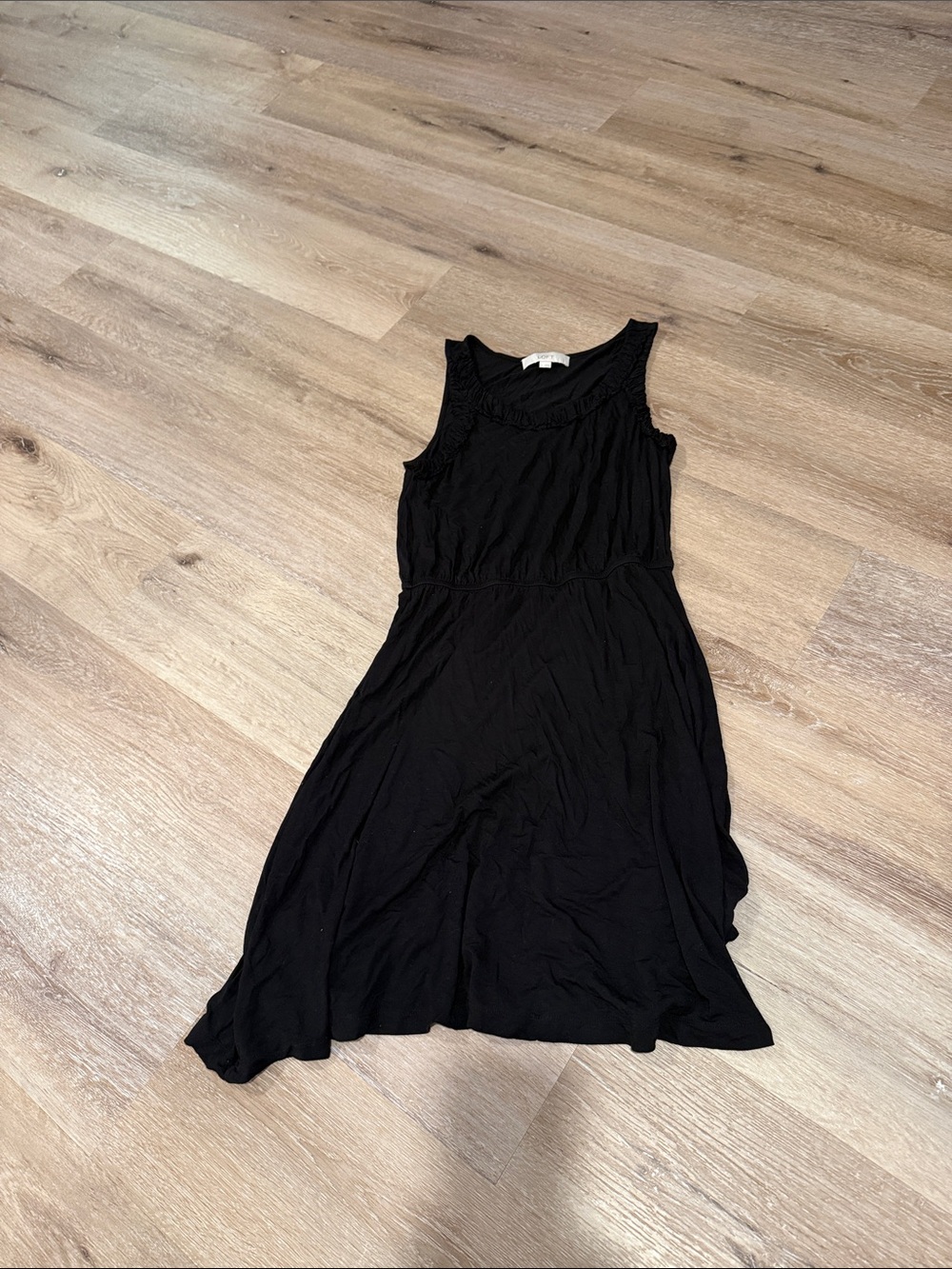 LOFT Black Sleeveless Dress with Gentle Scoop Neck